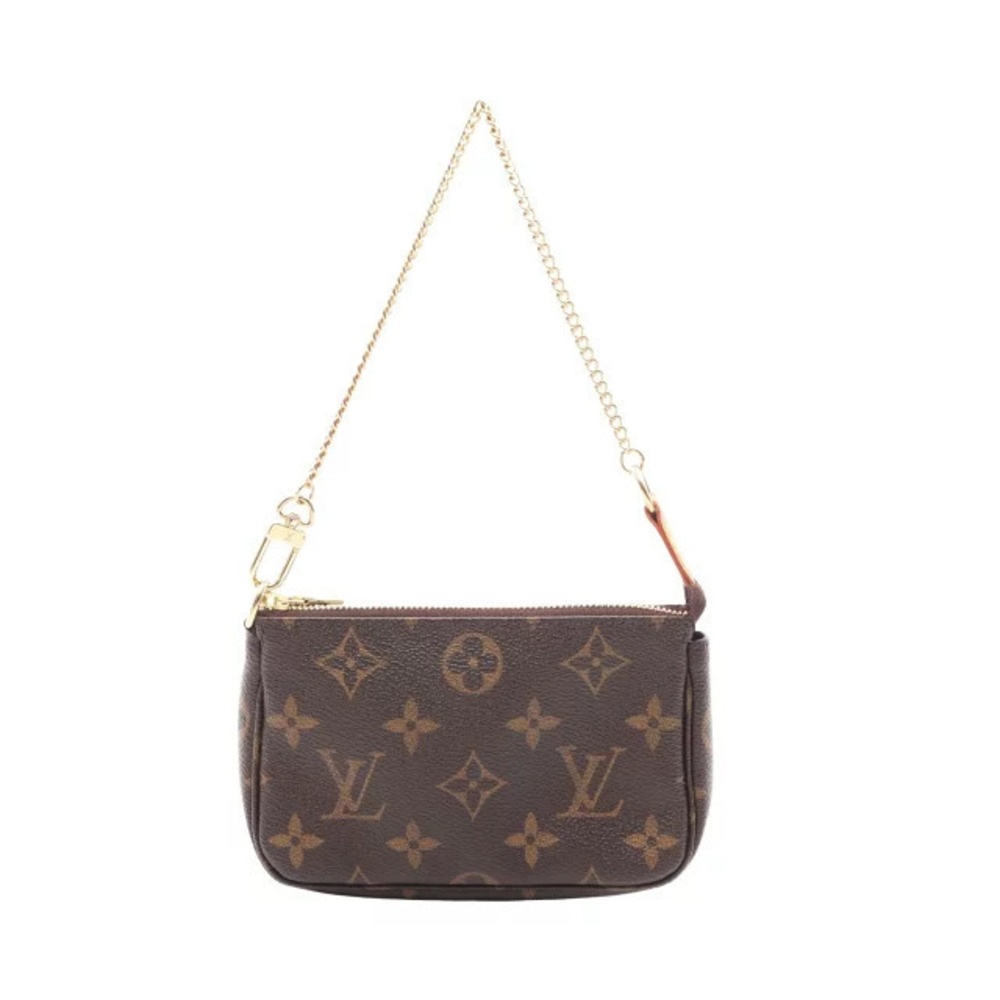 Louis Vuitton Pochette Accessoires Handbag Canvas Leather Monogram Brown
